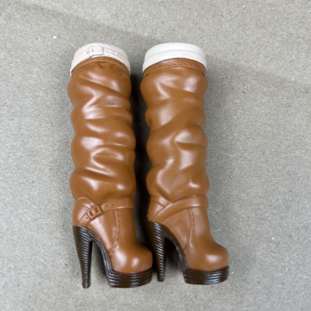 Barbie Fashionistas Slouch Boots Brown High Heel Shoes Glam Luxe Teresa